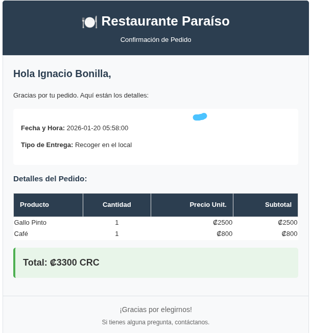 Agente Inteligente para Pedidos de Restaurante - Imagen 5